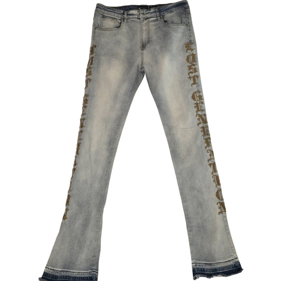 Waimea Other - Waimea Mens 34x36 Lost Generation Embroidered Stacked Fit Jeans Bleach Wash NEW